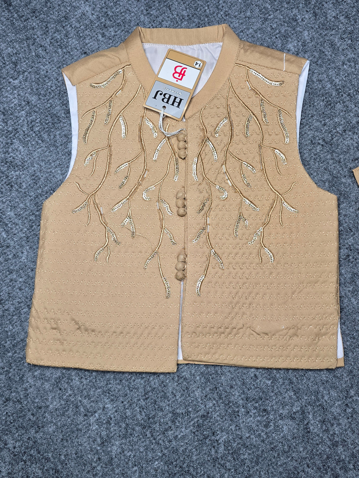 Boys Golden Ethnic Kurta, Waistcoat and shelwar Set