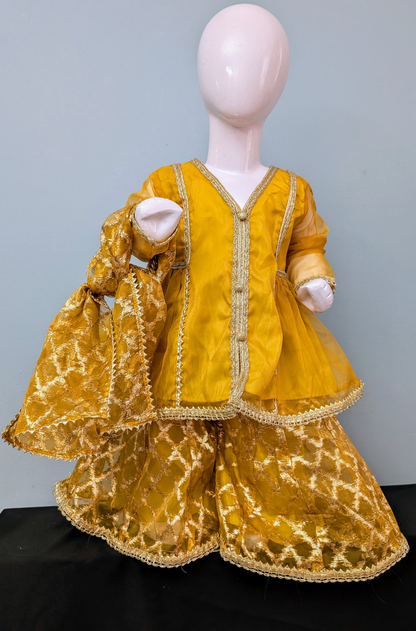 Infant gotta lace frock with gharara and dupatta