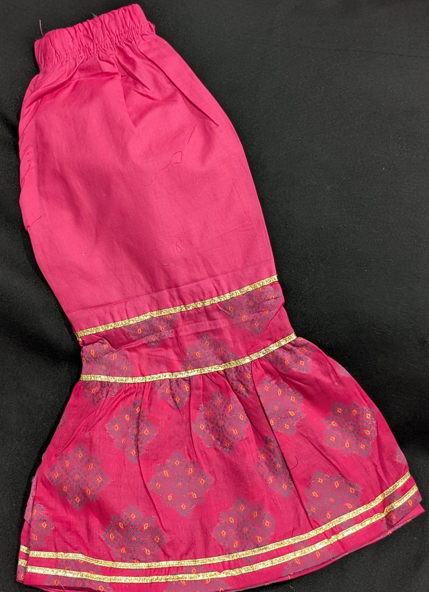 Girls' cotton self-printed embroidered and gotta work frocks and gharara sets (available in two colors).