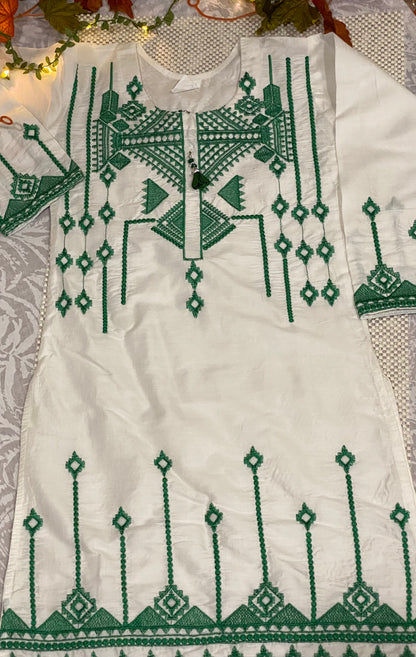 Girls embroidered two piece dress