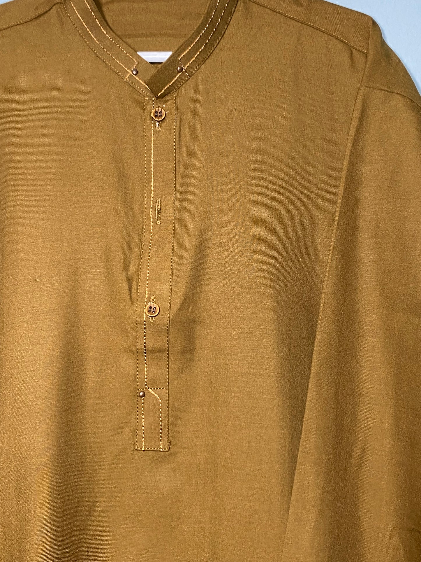 Mustard embroided kurta and cuff sleeves with trouser