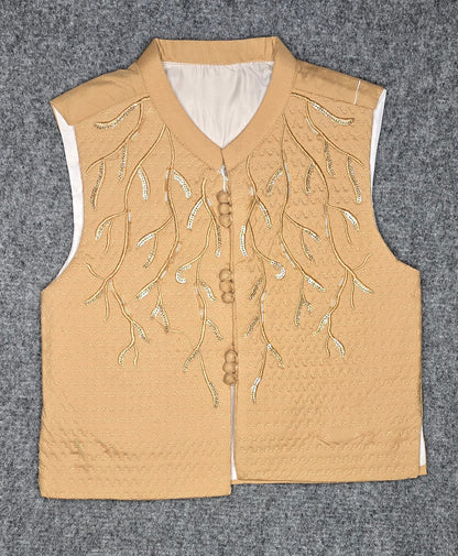 Boys Golden Ethnic Kurta, Waistcoat and shelwar Set