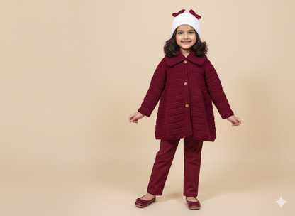 Girls handknit crochet cardigan