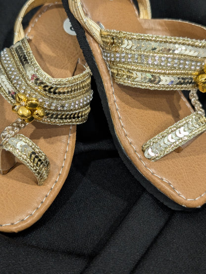 Girls' golden traditional footwear