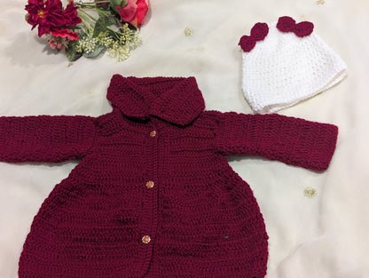 Girls handknit crochet cardigan