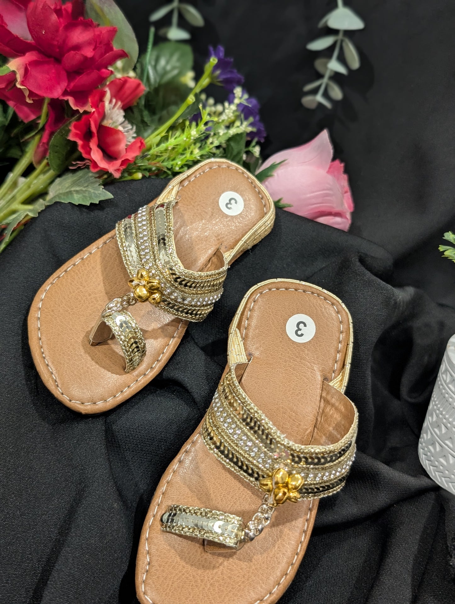 Girls' golden traditional footwear