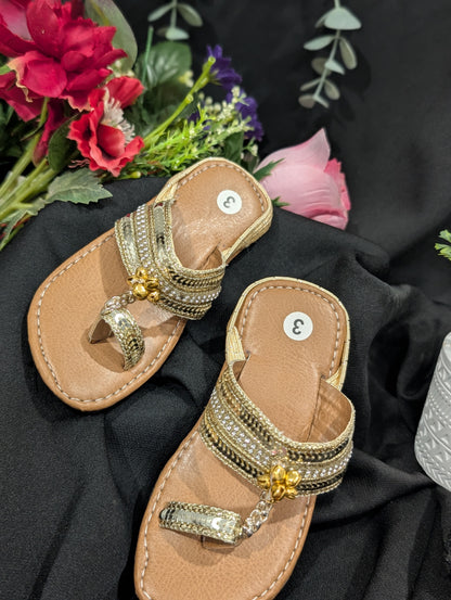 Girls' golden traditional footwear