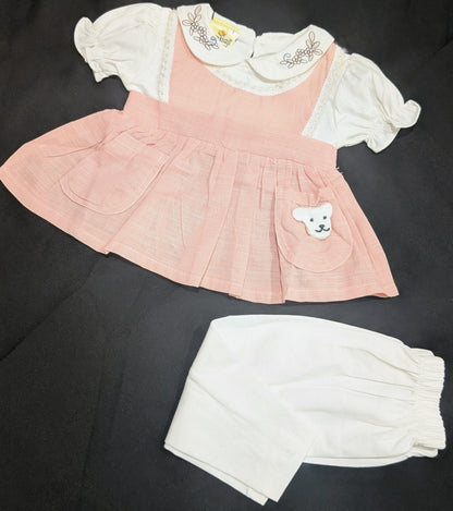 Stylish embroidered frocks for kids, with pants