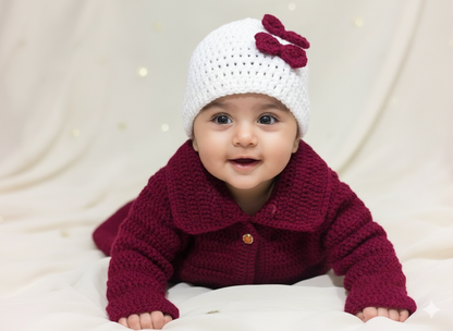 Girls handknit crochet cardigan