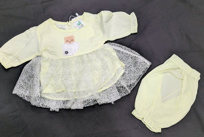 Baby girl cotton fancy frock and pajama sets
