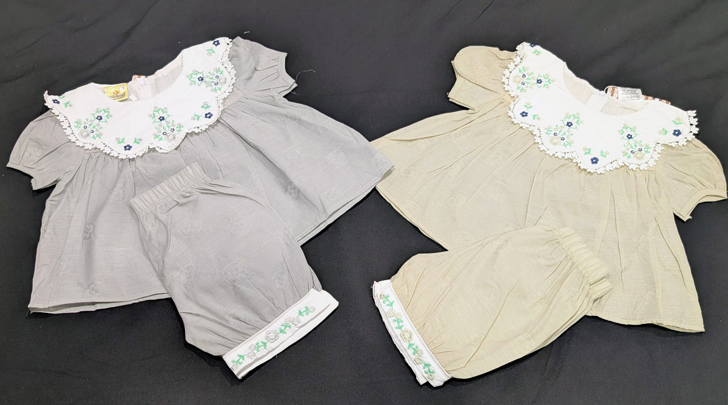 Stylish cotton embroidered frock and pajama sets for baby girls