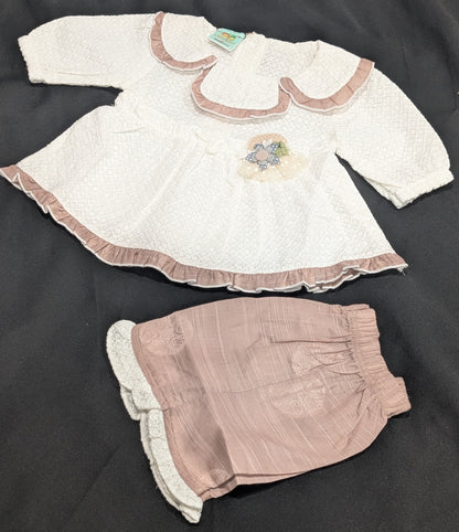 Kids girls self-embroidered frock with stylish pants