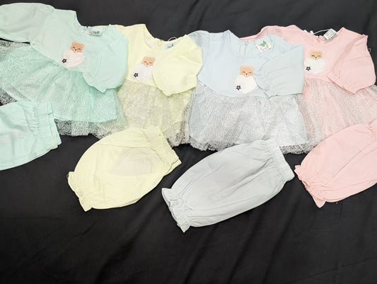 Baby girl cotton fancy frock and pajama sets