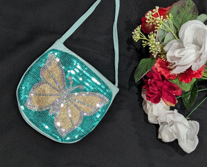 Girls' butterfly motif shimmery bags