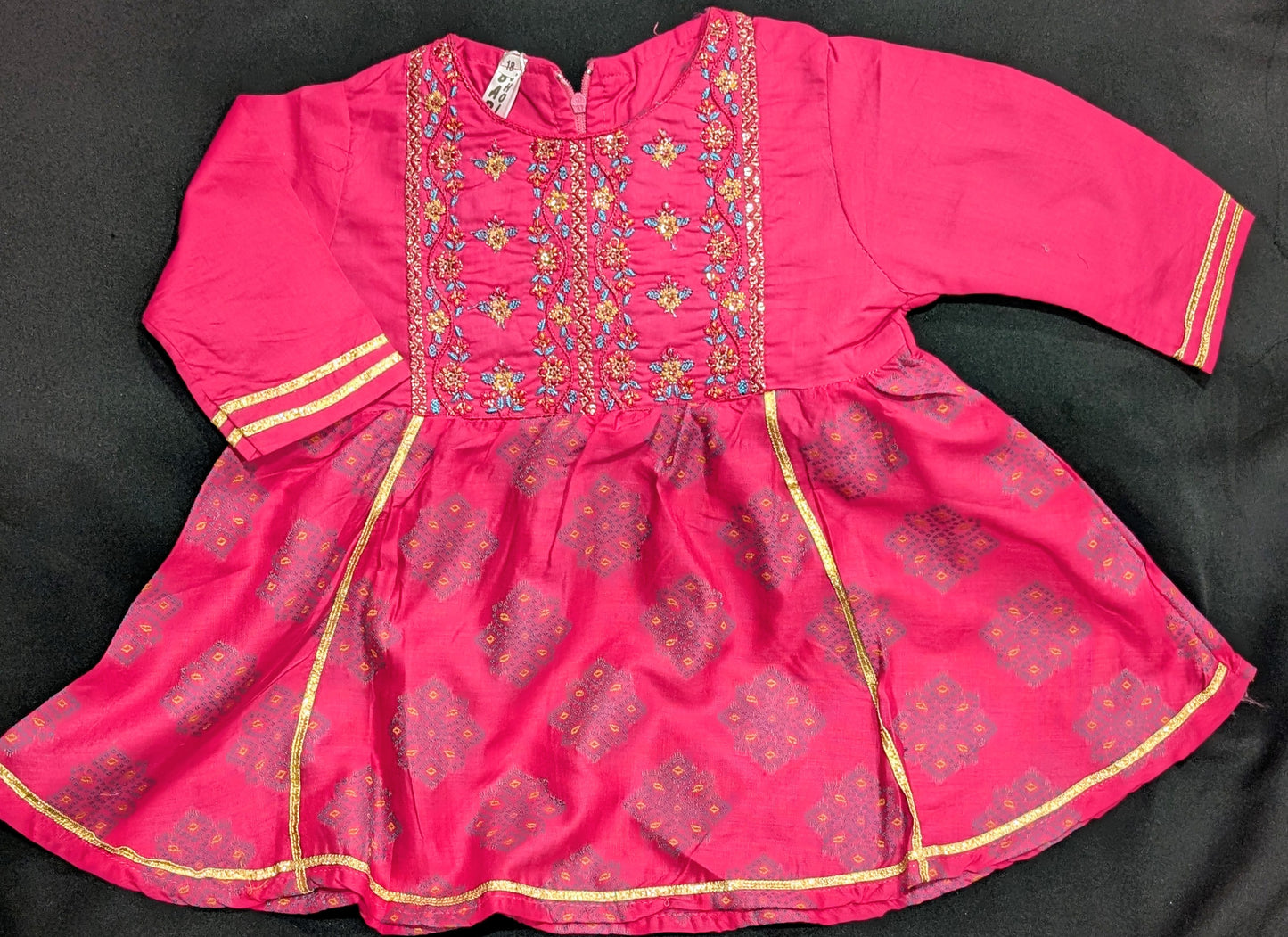 Girls' cotton self-printed embroidered and gotta work frocks and gharara sets (available in two colors).