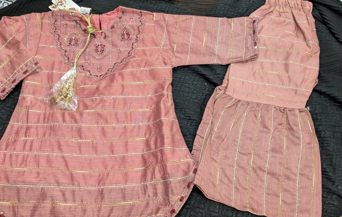 Girls paper cotton+zari embroidered shirts and gharara