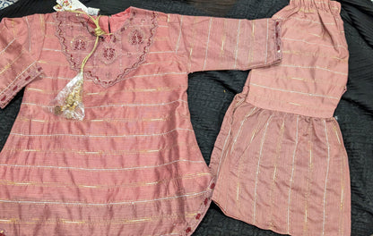 Girls paper cotton+zari embroidered shirts and gharara