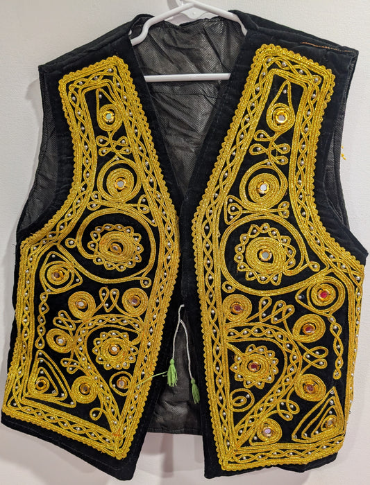 Unisex velvet golden Afghan waistcoat