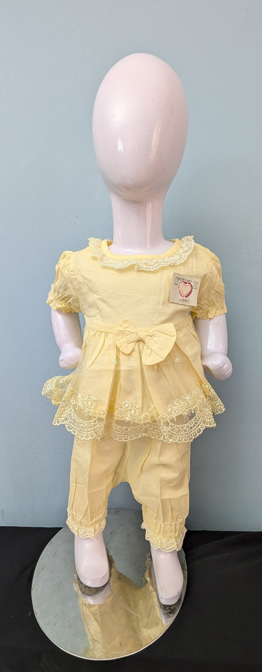 Infant lawn frock with stylish pyjama