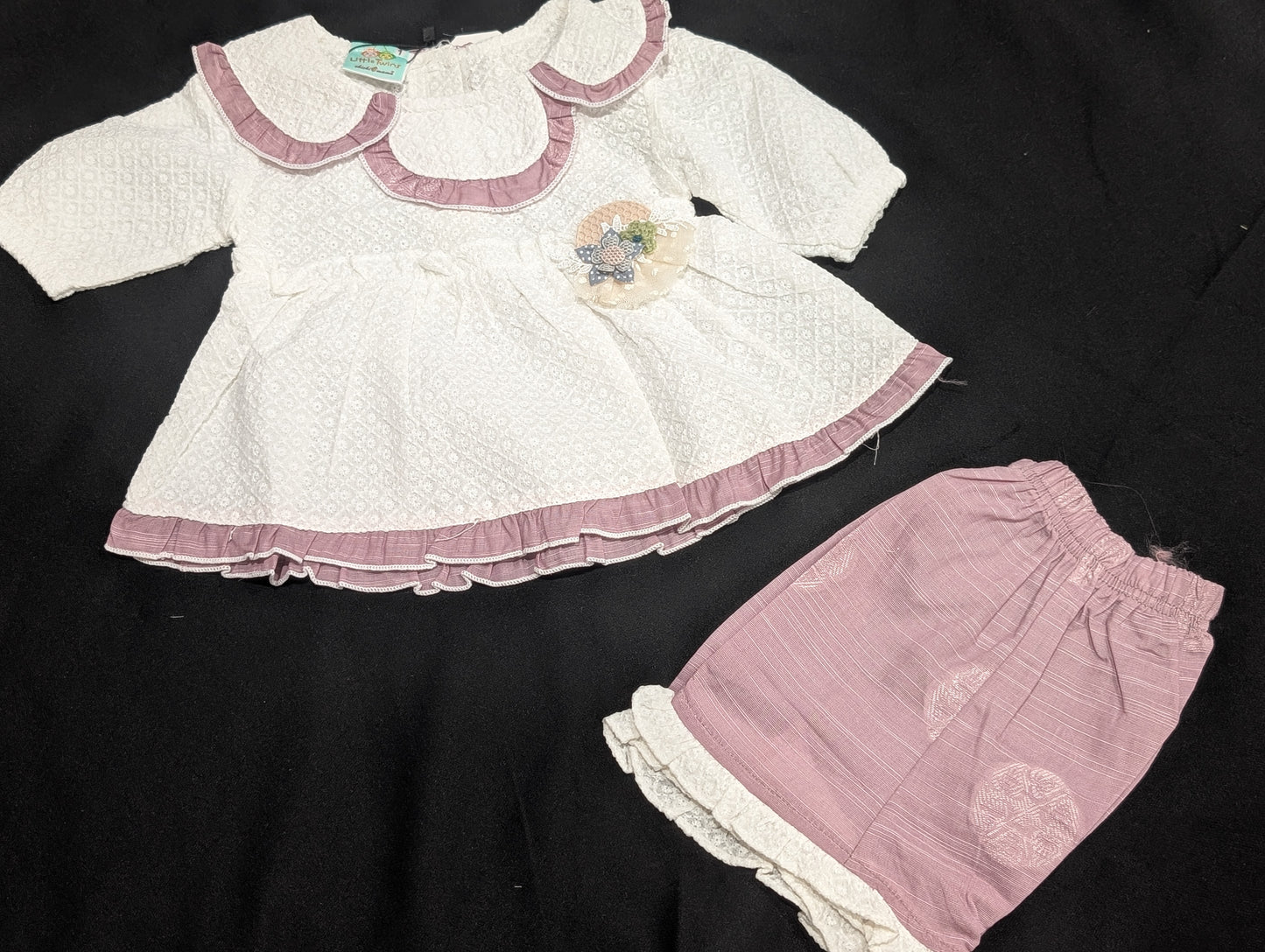 Kids girls self-embroidered frock with stylish pants