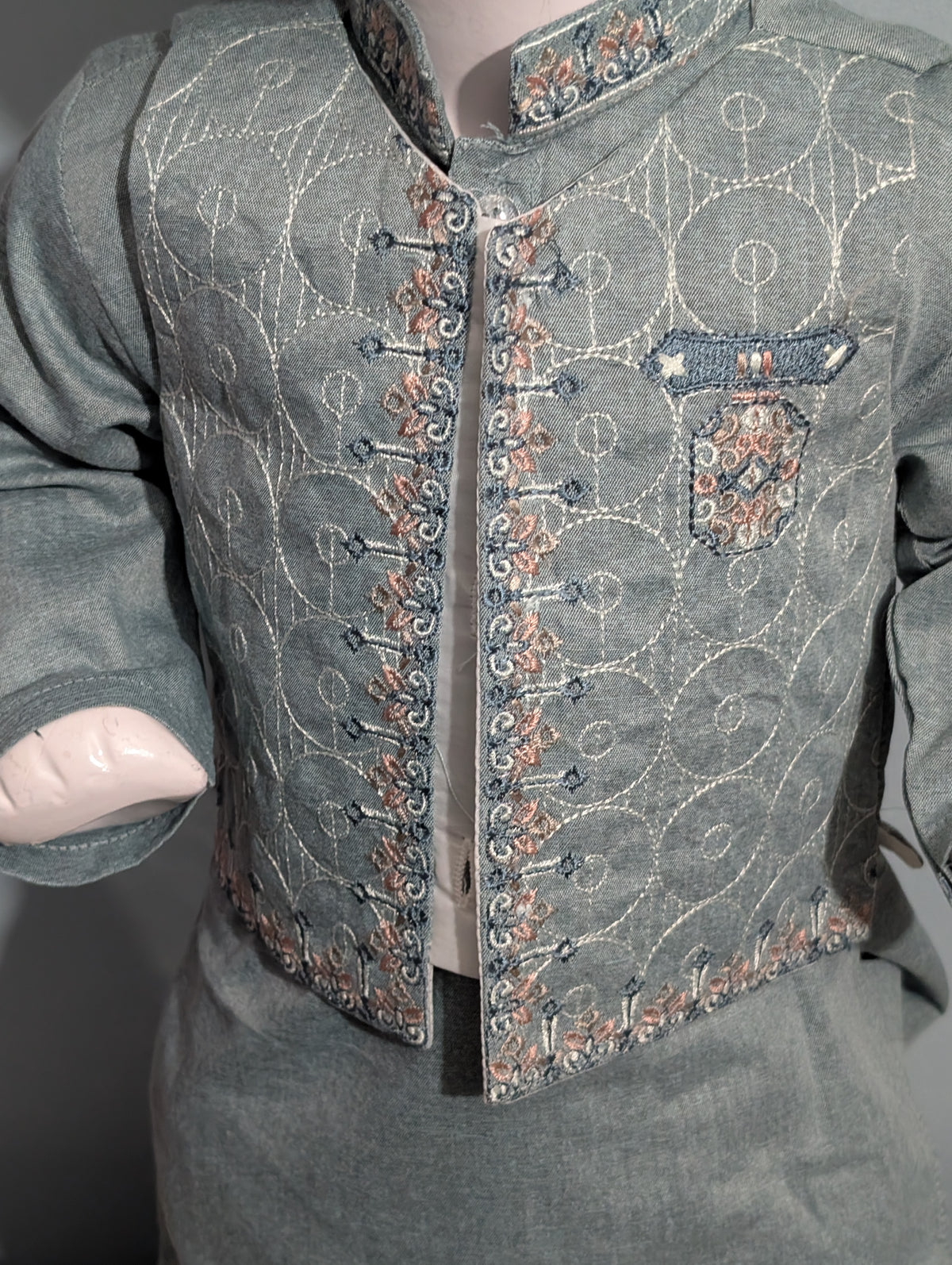 Baby boy/embroidered viscose kurta pyjama with embroidered Waistcoat